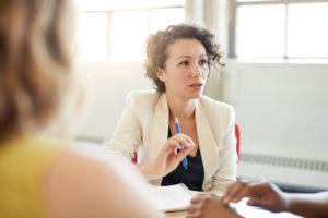woman in a meeting